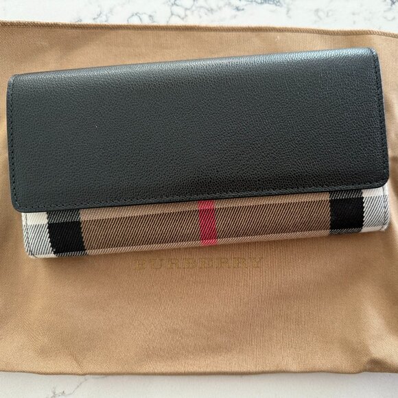 Burberry Coated Canvas and Leather Wallet/Black - Picture 1 of 6